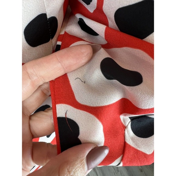 NEW Rodner Figueroa Puff Sleeve Dress XS Ruffle Mini Red Dot Geometric Print - Picture 12 of 12